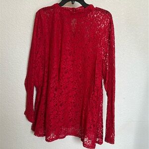 ❤️ Lane Bryant Swing Collection Red Lace Top – Size 26/28 (NWT) ❤️